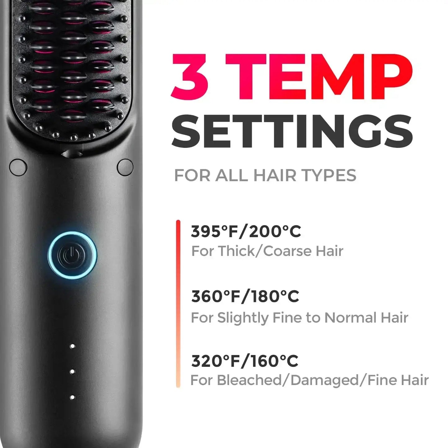 TYMO PORTA PRO hair styler with three temperature settings, designed for thick, fine, and bleached or damaged hair